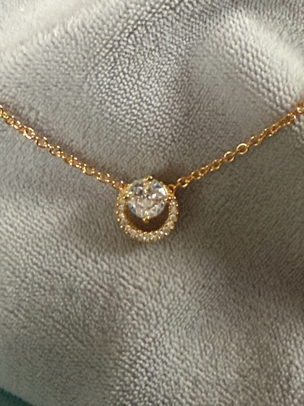 Pandora Gold Circle Pendant Necklace with Clear Stone 20 inch new no box